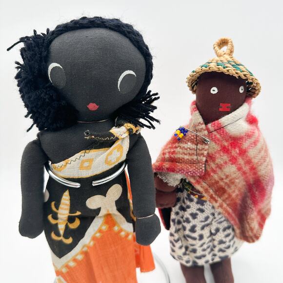 African Cloth Dolls Set – West African & Basotho Tribal Woman Vintage - Picture 5 of 13